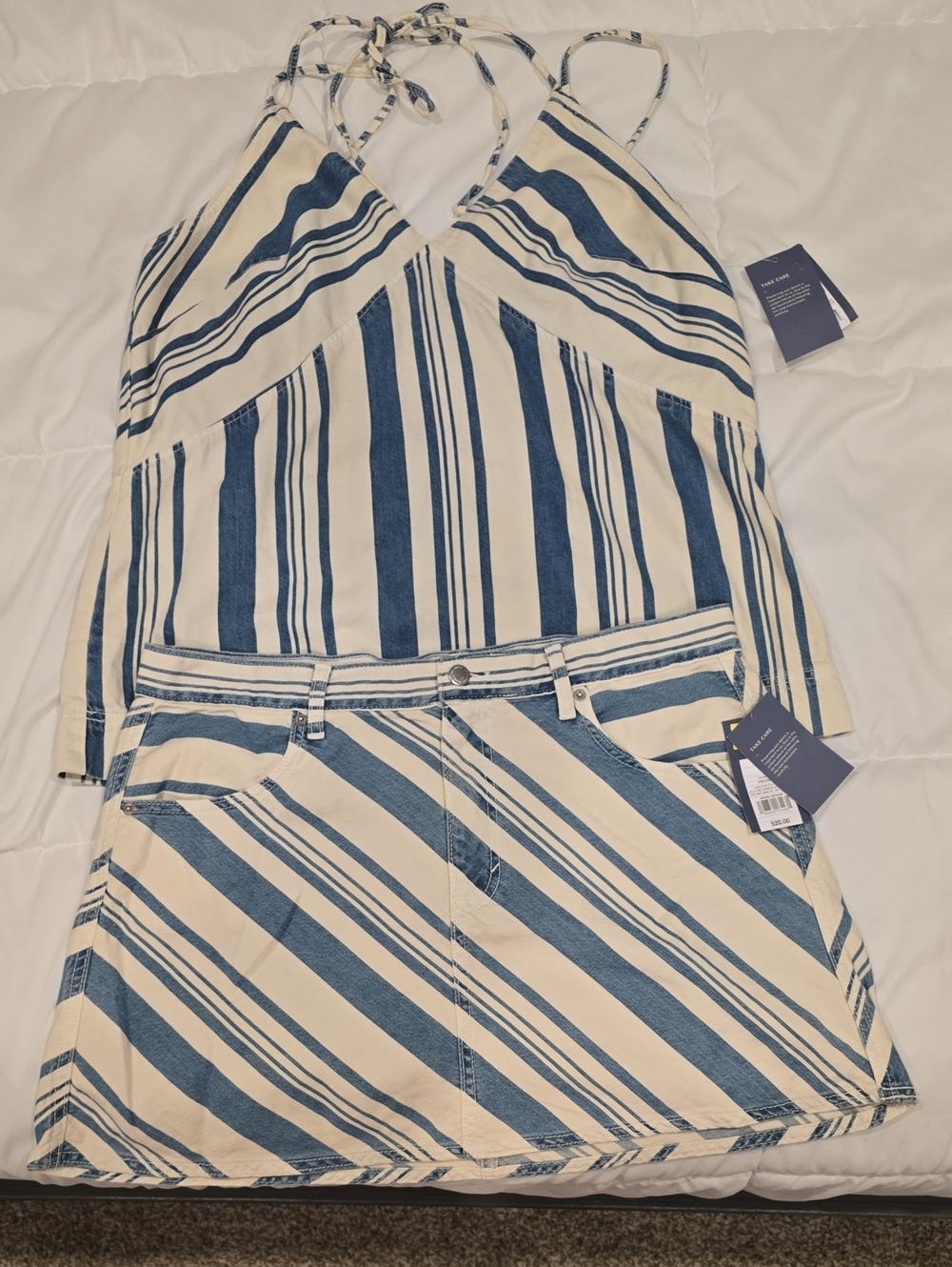 Striped Blue and Cream Women's A-Line Skirt - Universal Threads